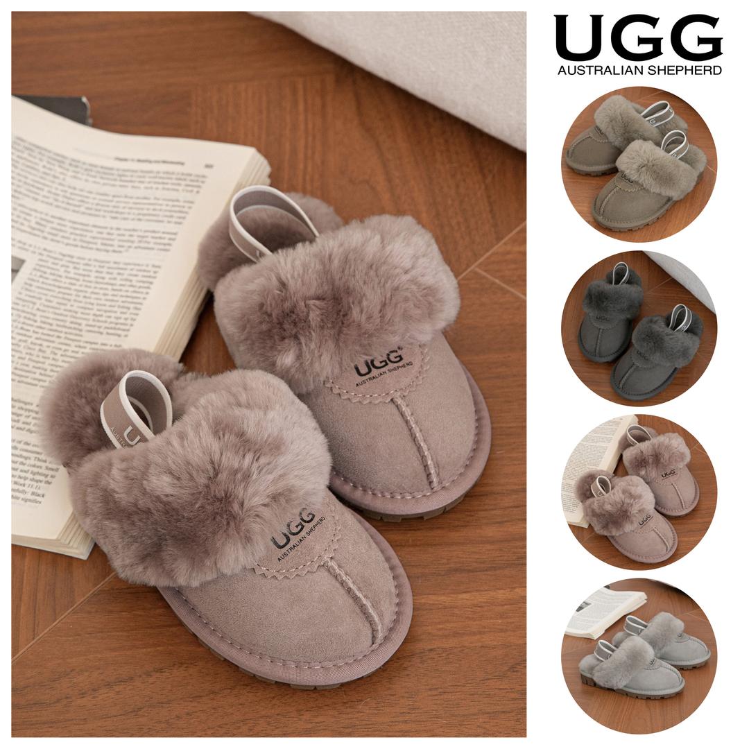 UGG 양털 슬리퍼 에버 와플 키즈 플러스 밴딩 어그 다우니 핑크 고트 그레이 AS2043K