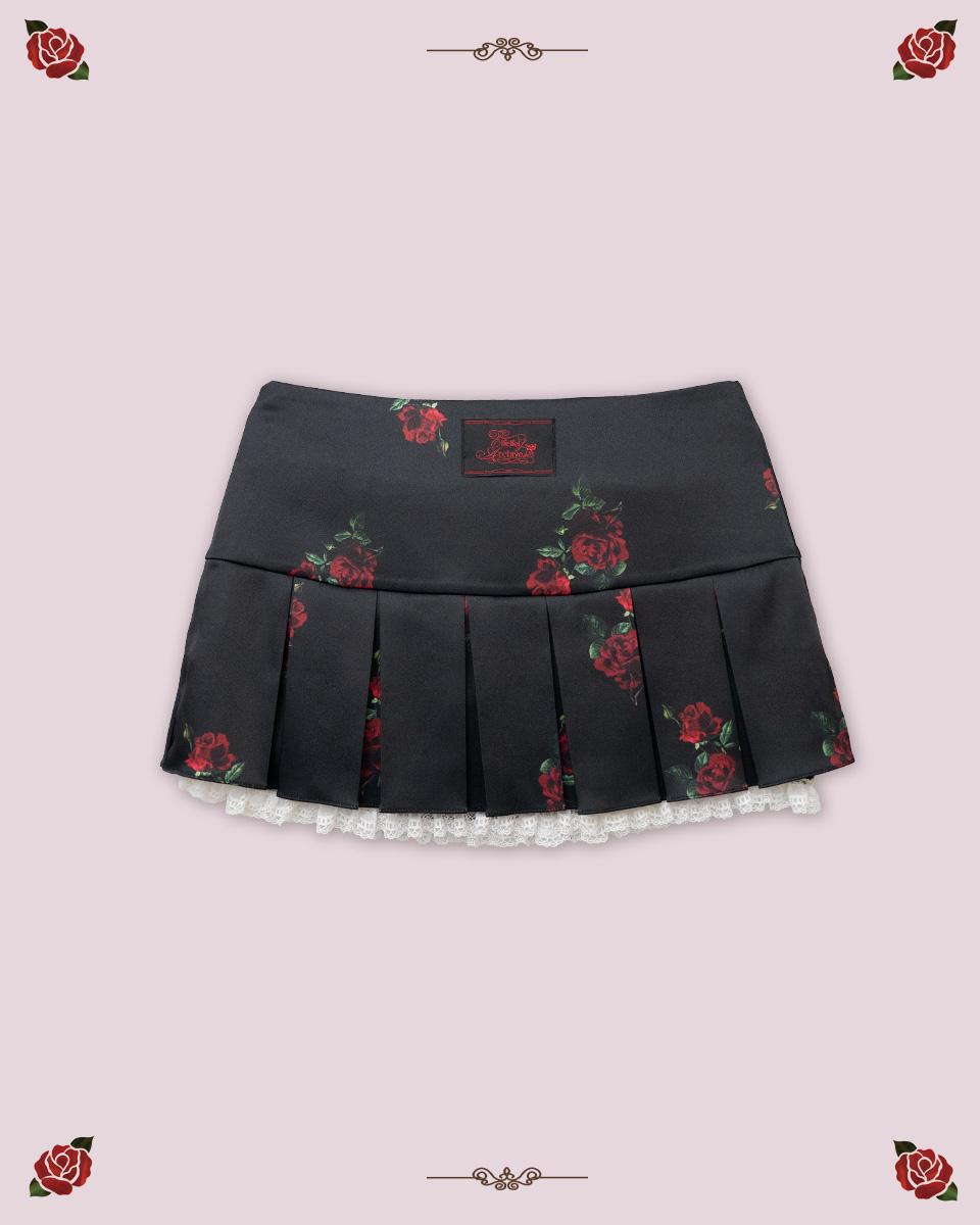 [2차]FLORAL LACE PLEATS SKIRT [BLACK]