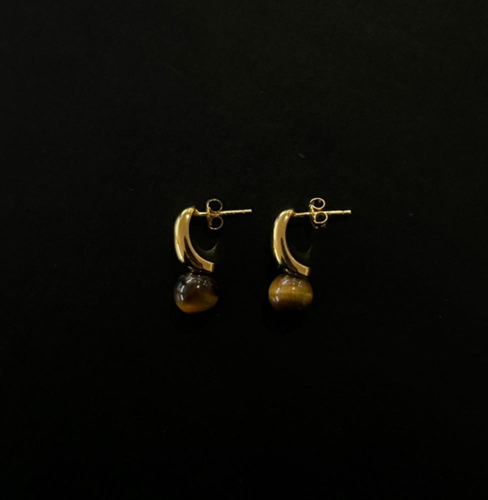 [당일] 실버925 Pebble earing 데일리 천연 원석 호안석 드롭귀걸이