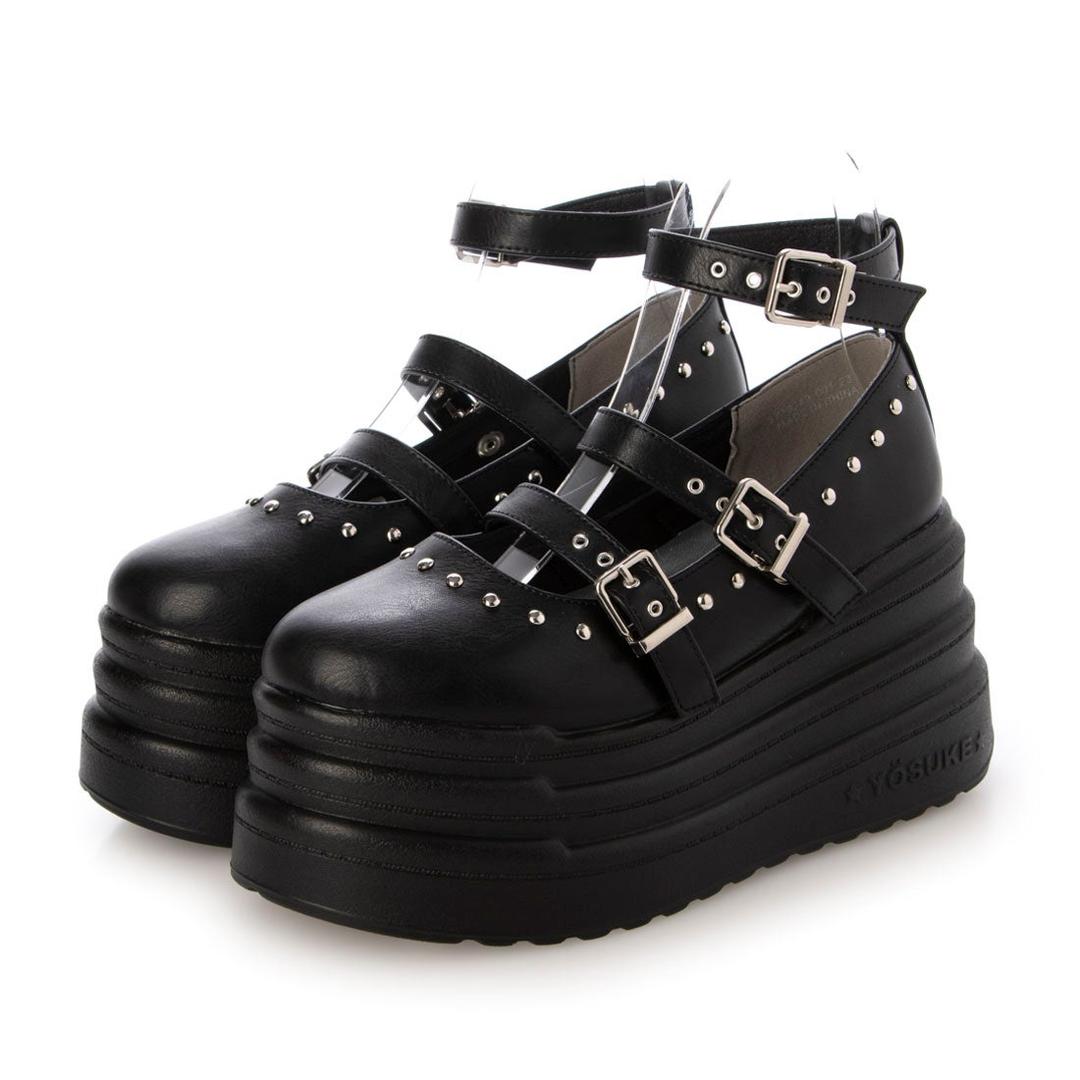 厚底ストラップスニーカー （ブラック）