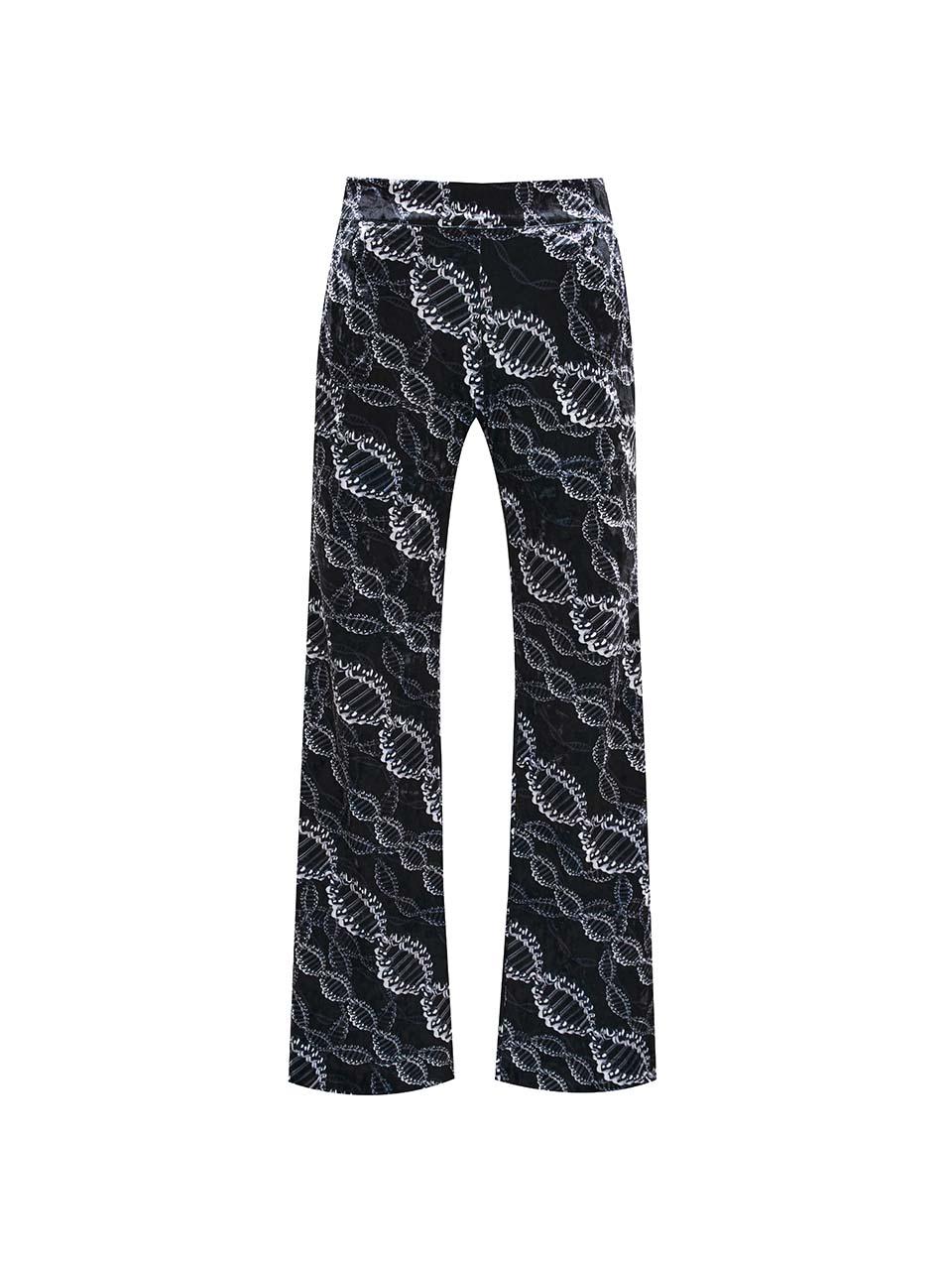 프린트 벨벳 팬츠 블랙