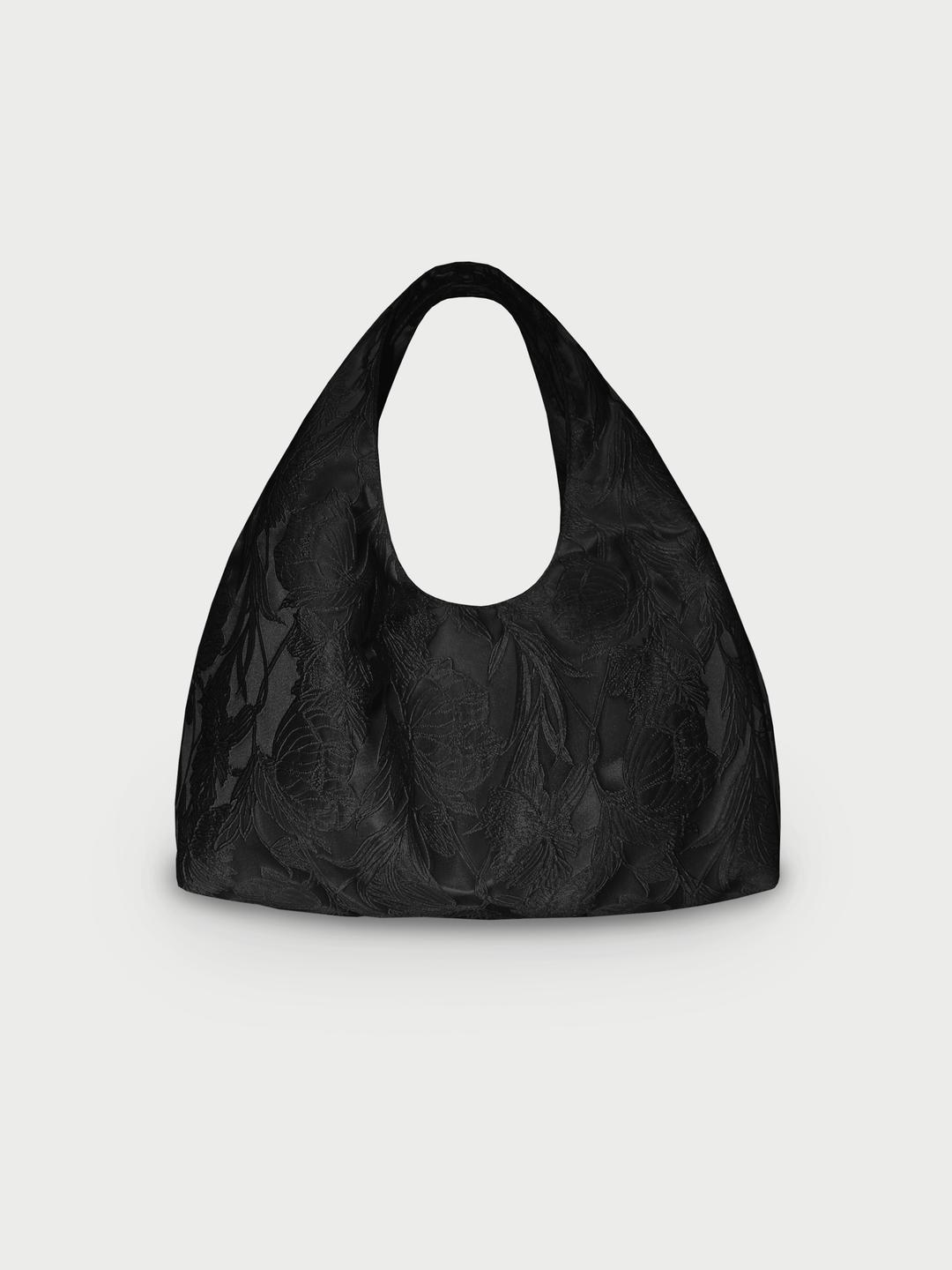 Draped Mini Bag _ Floral Pattern [Black]