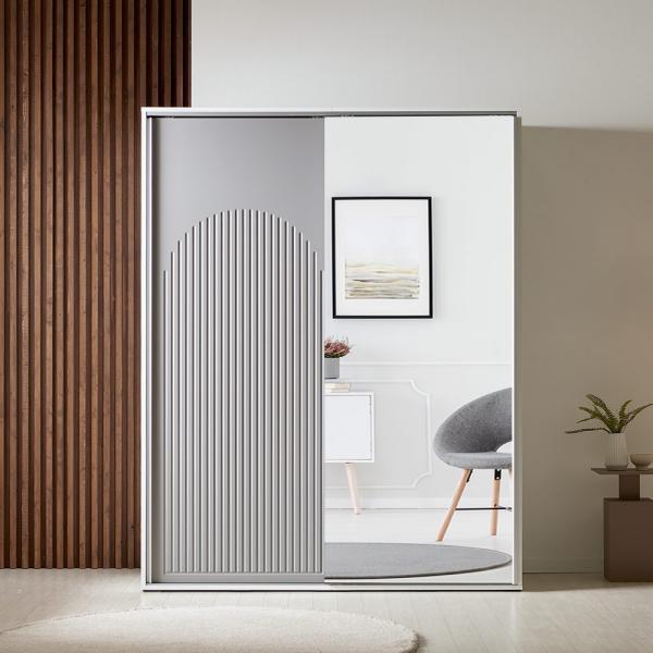 아치스 1600 전신거울 E0등급 자동댐퍼 슬라이딩 옷장 아치형 미닫이 슬라이딩장