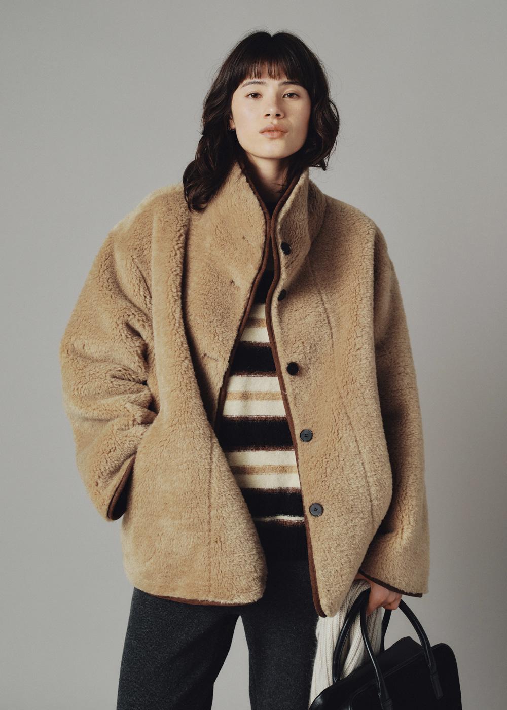 Double shearling coat (brown)