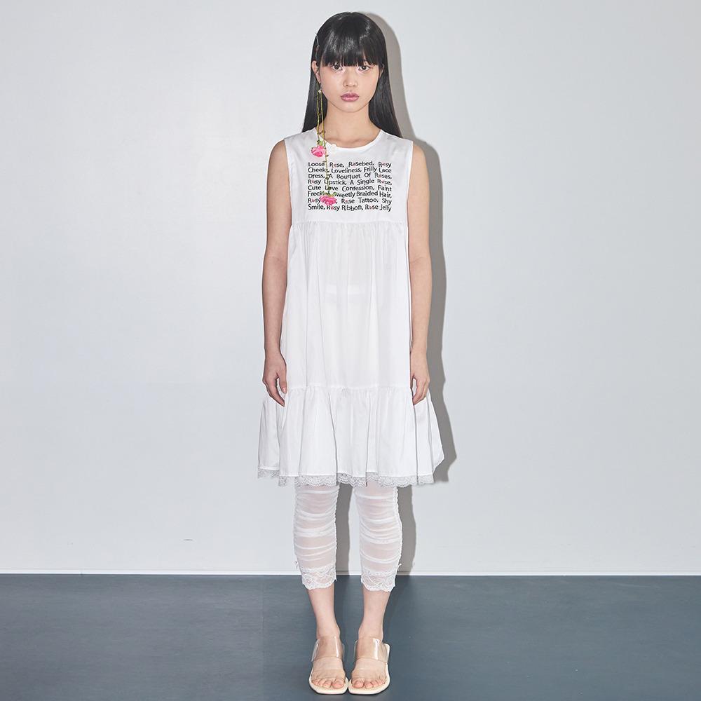ROSE POINT LETTERING DRESS WHITE