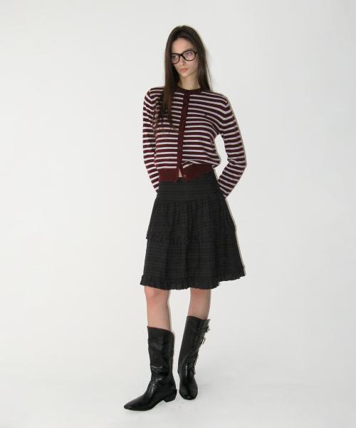 Frill Midi Skirt, BLACK