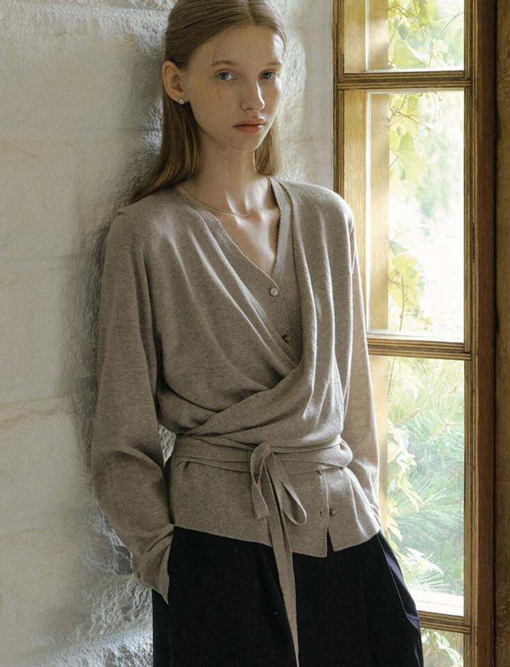 comos 1523 layered strap cardigan (cocoa)