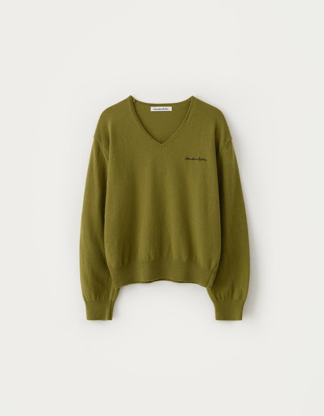 Roe V-Neck Knit - Olive