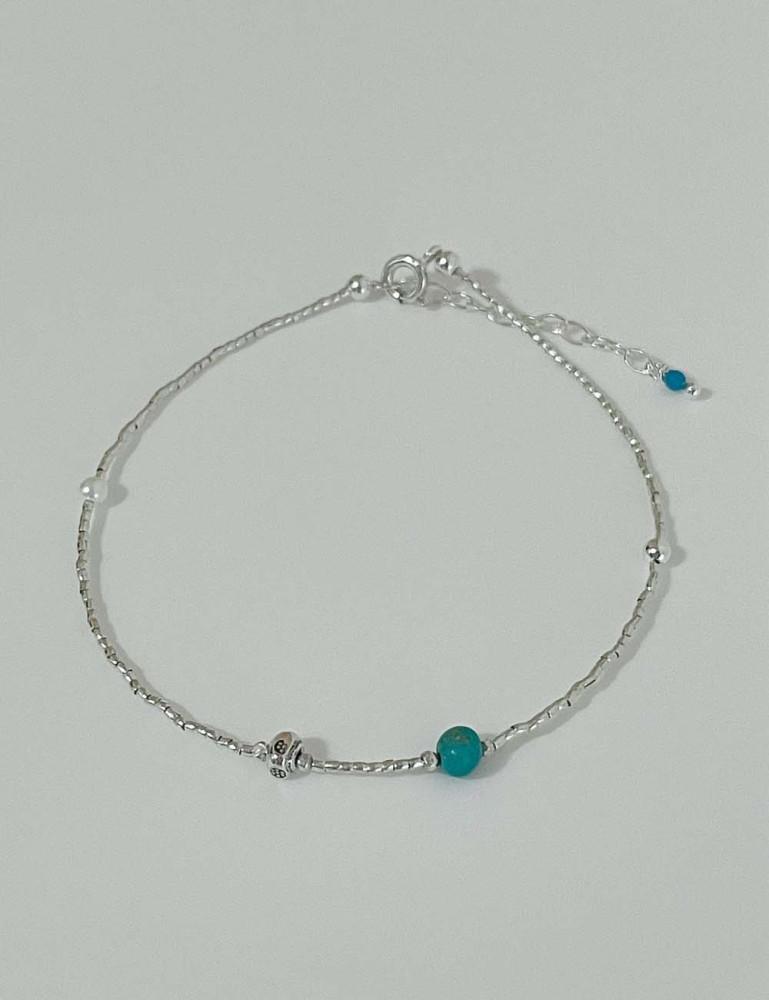 [어나더베이스] 터콰이즈 실버 볼 믹스 브레이슬릿 silver925 터키석 여름팔찌