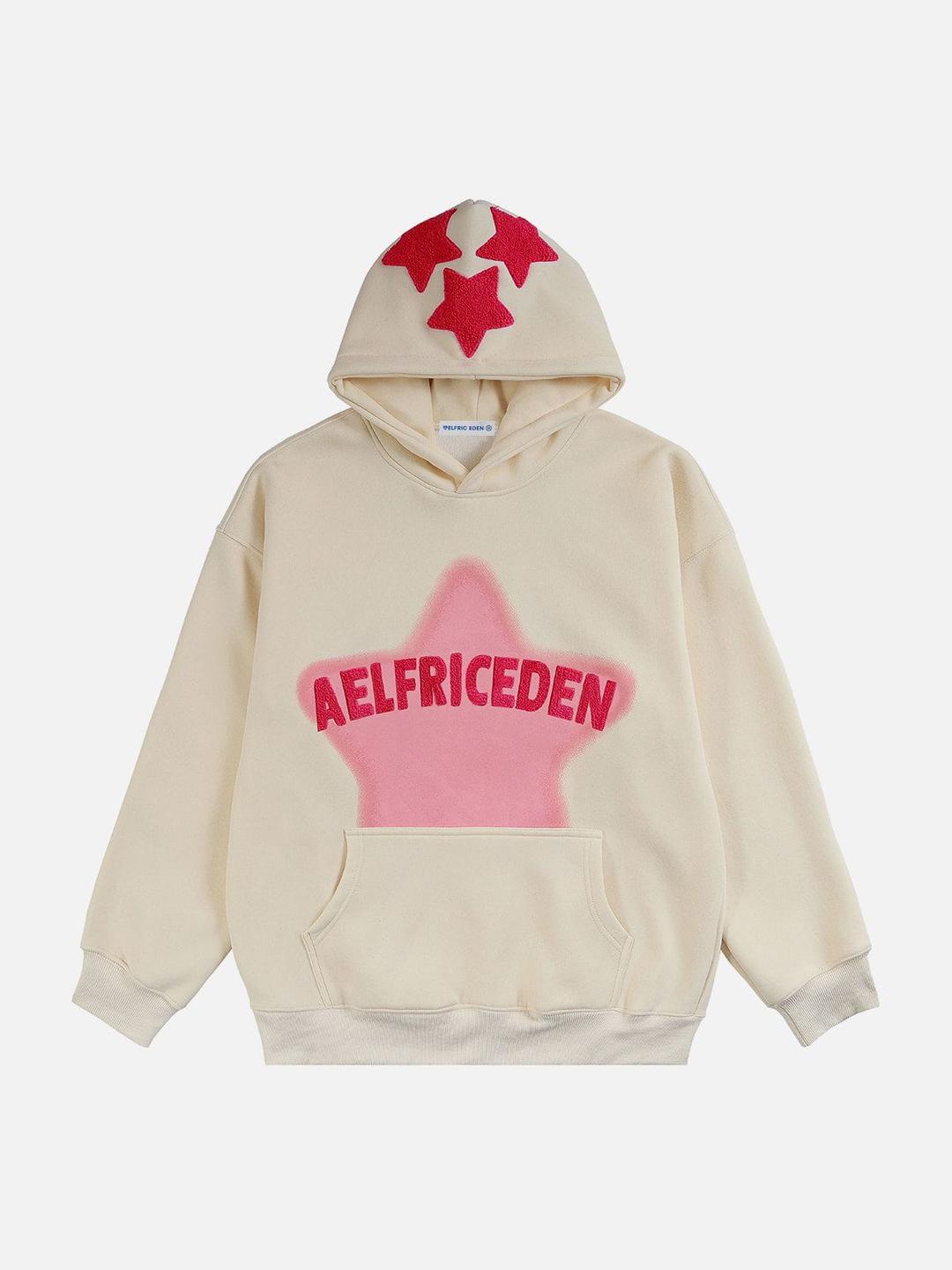 Aelfric Eden Vintage Embroidery Star Hoodie - White / XS