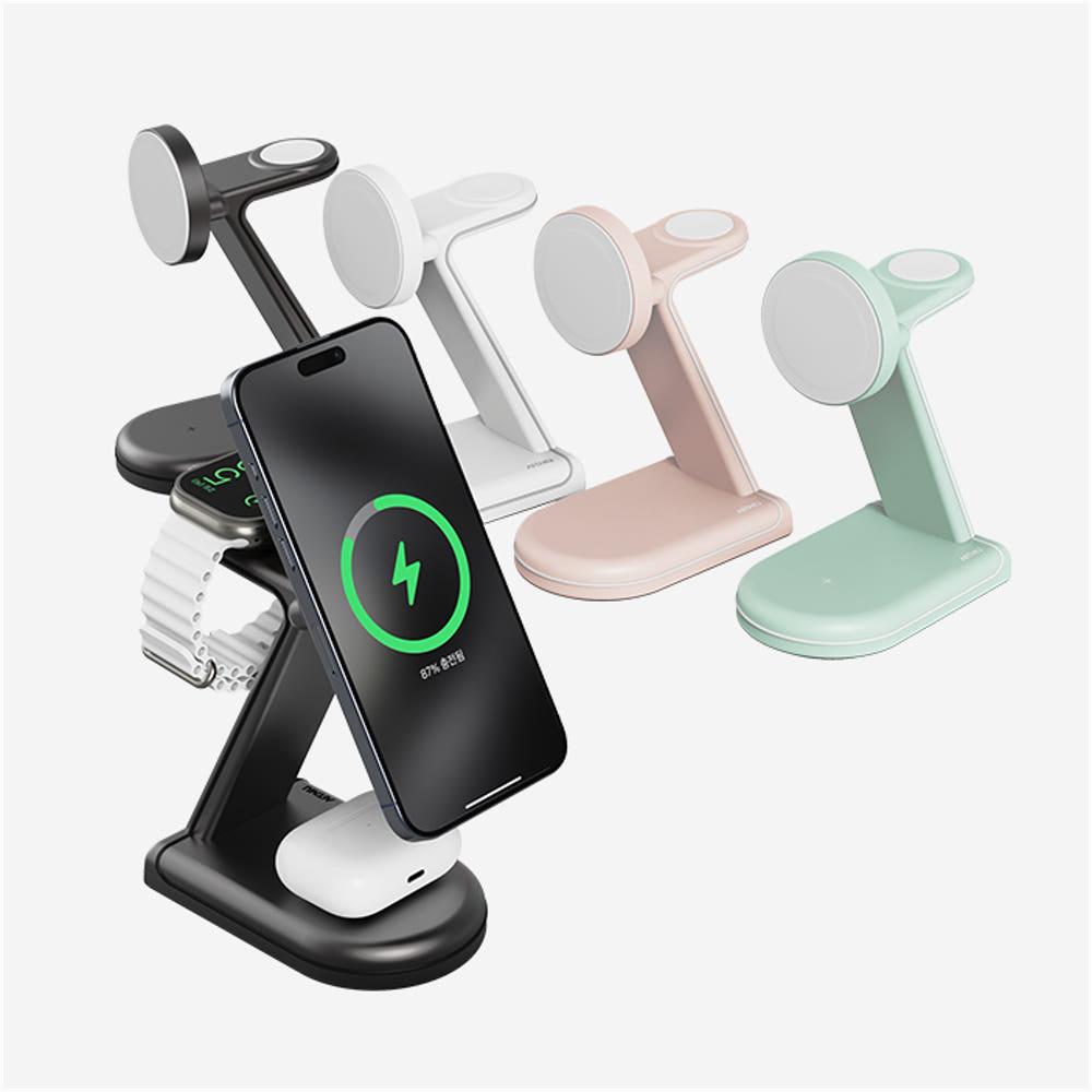 3in1 애플 MFM 맥세이프 고속 무선 충전기 MC610 그레이