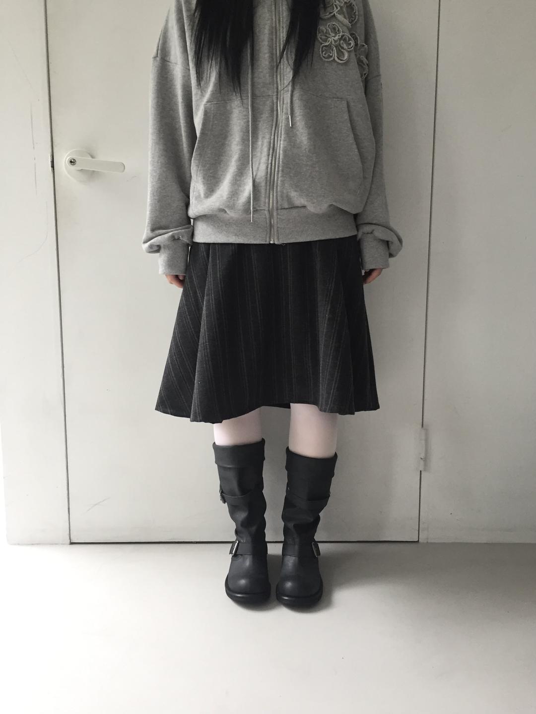 stripe pintuck flare skirt (2c)