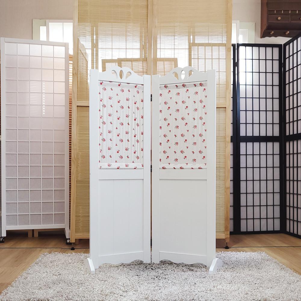 플라워 패널 미니 2단 원목 인테리어 파티션 원룸 사무용 엔틱 낮은 접이식 가림막