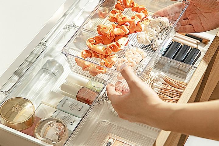 미끄럼방지 다용도 투명 칸막이 서랍정리함 트레이 8size