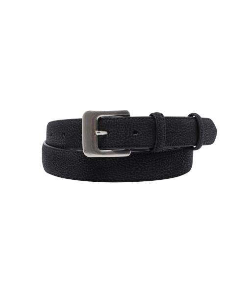Grain Leather Square Frame Belt (Black)
