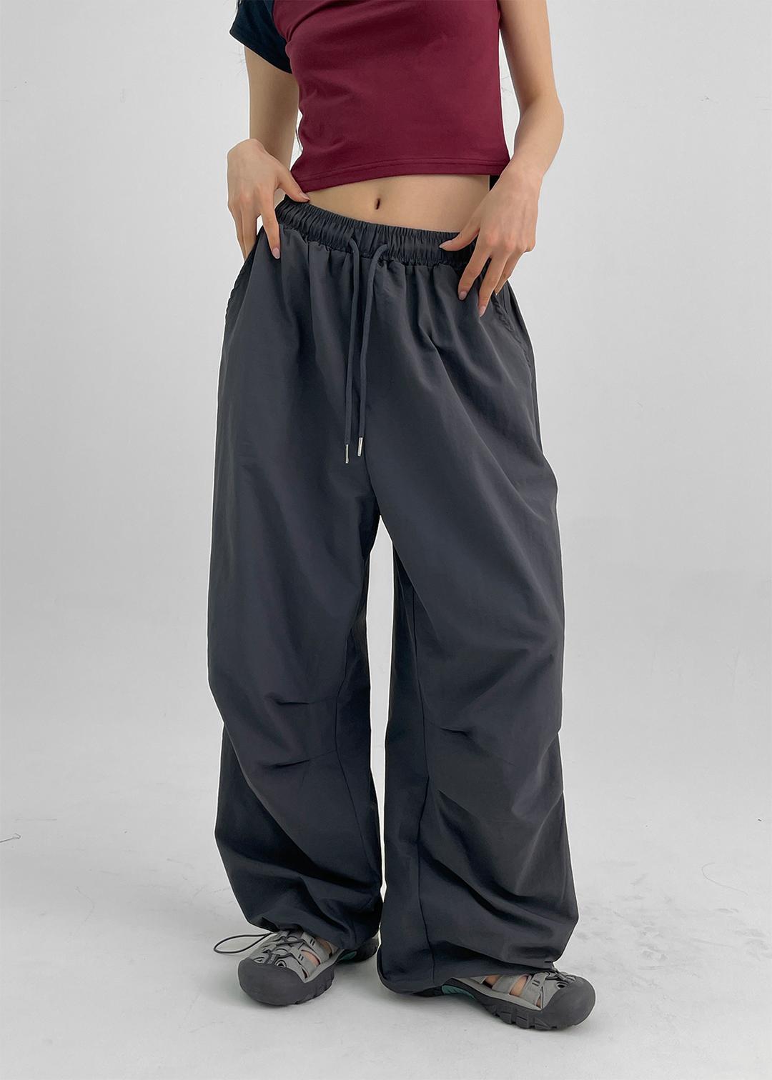 블랙업 [1천장판매] (UNISEX) 라디느 투웨이 나일론 밴딩팬츠