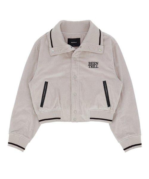 여성 컴포트핏 바시티 자켓(라이트 베이지)