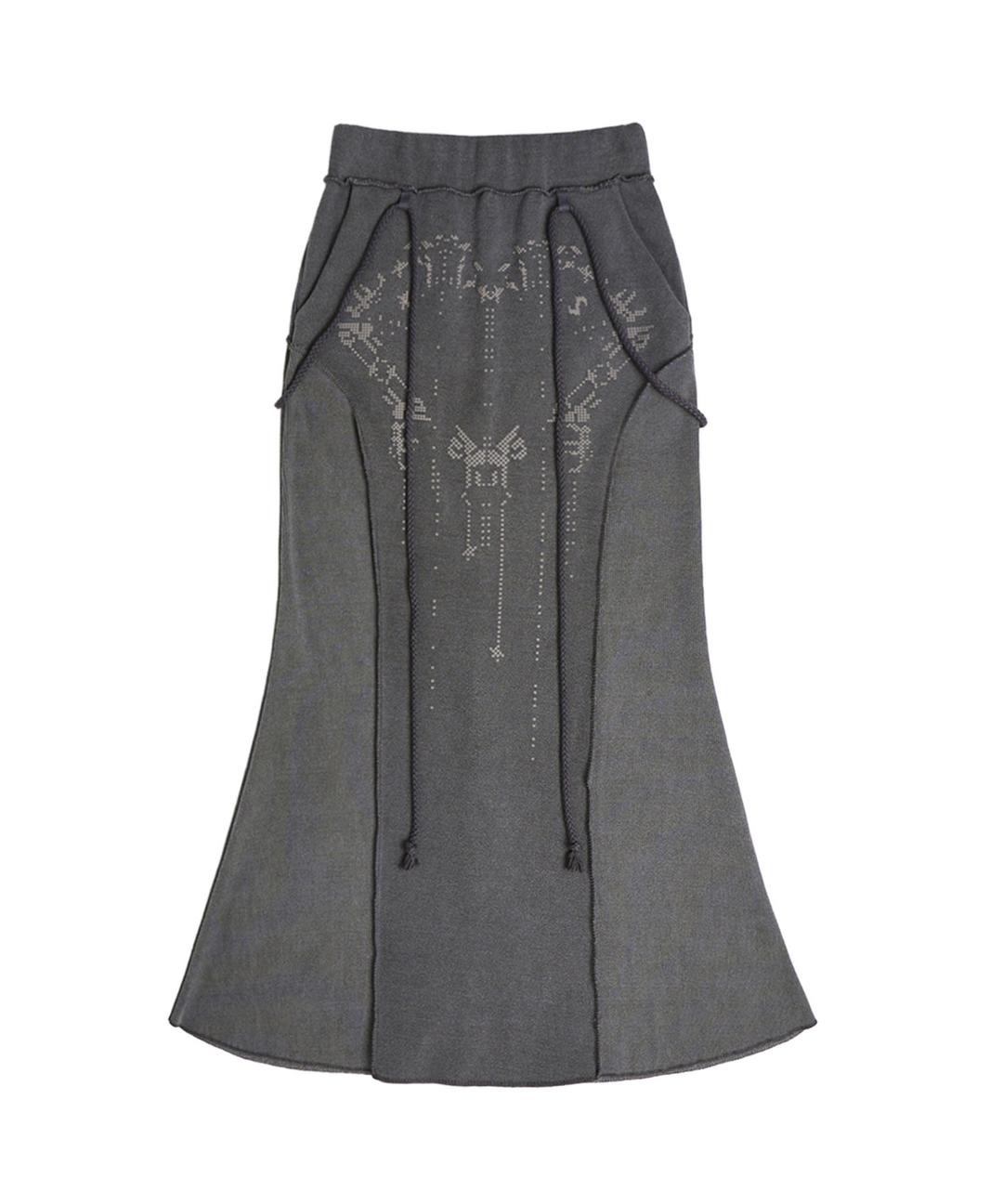 Graphic Mermaid Maxi Skirt / Charcoal