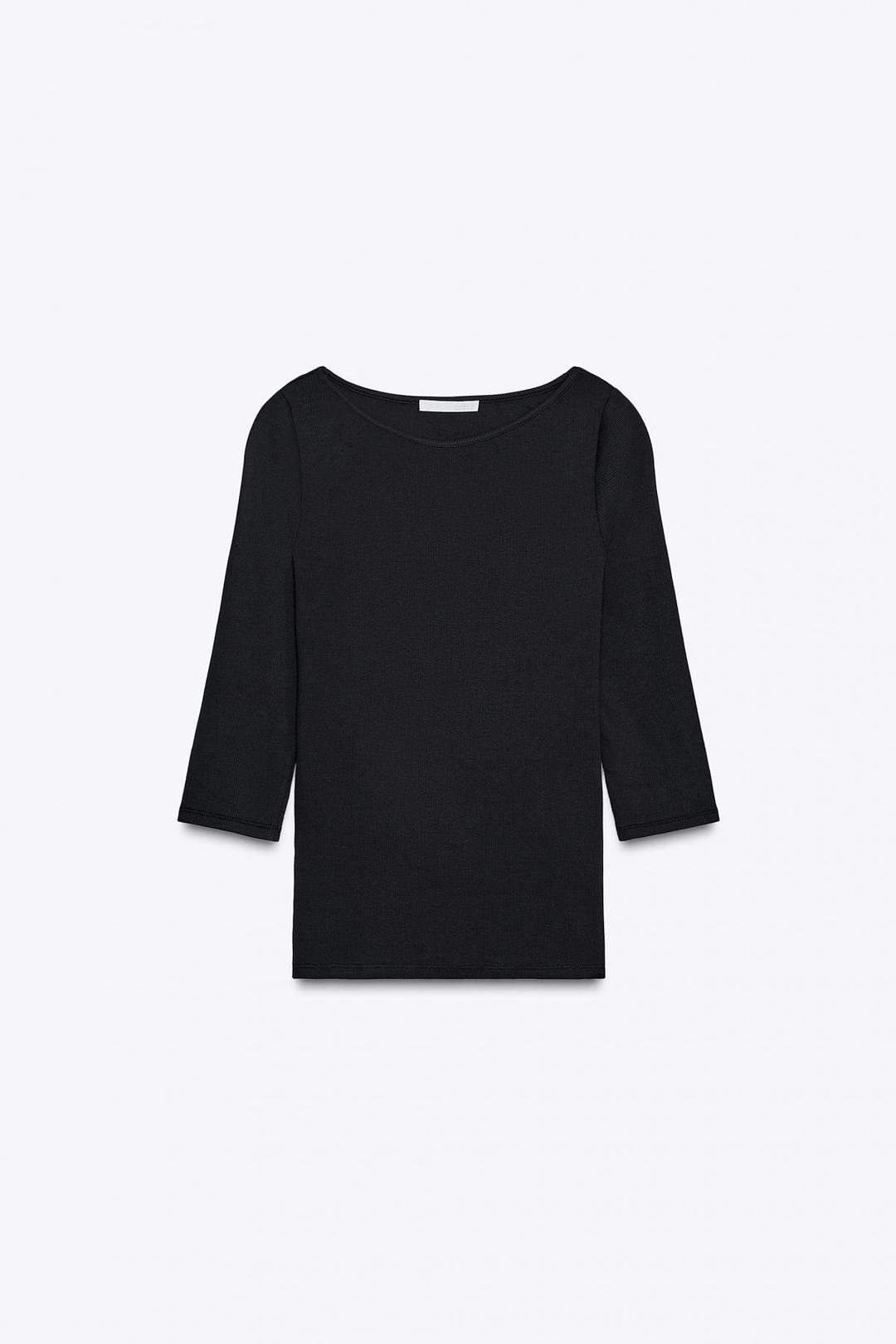 스페인샵 자라 코튼 보트넥 반팔 티셔츠 5644/675 ANTHRACITE GREY