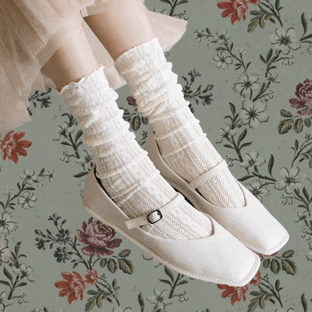 나나상점 (하이틴/러블리)쫀쫀 레이스 삭스 2colors - 위시버킷