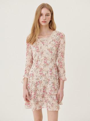 LACE TIERED MINI DRESS__PINK