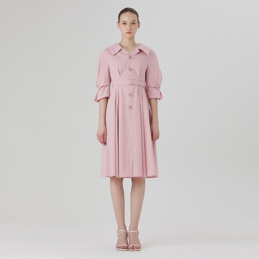 [케네스레이디] 와이드 오픈카라 벨티드 원피스 EWOPME0100