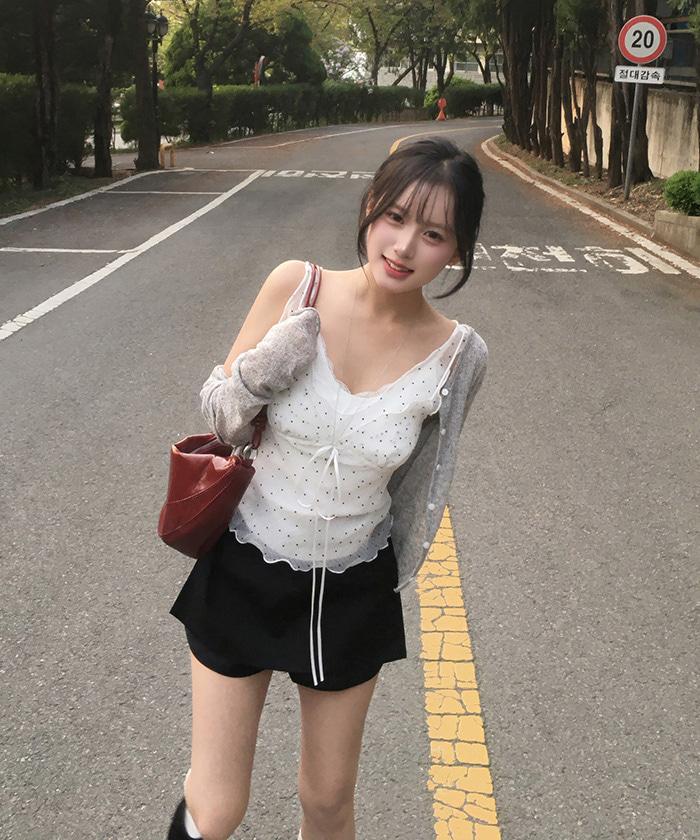 [자체제작]제븐 시스루 긴팔 살안타템 가디건