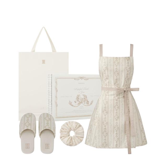 BRISE DE JARDIN  APRON+SCRUNCH+ROOM SLIPPER SET
