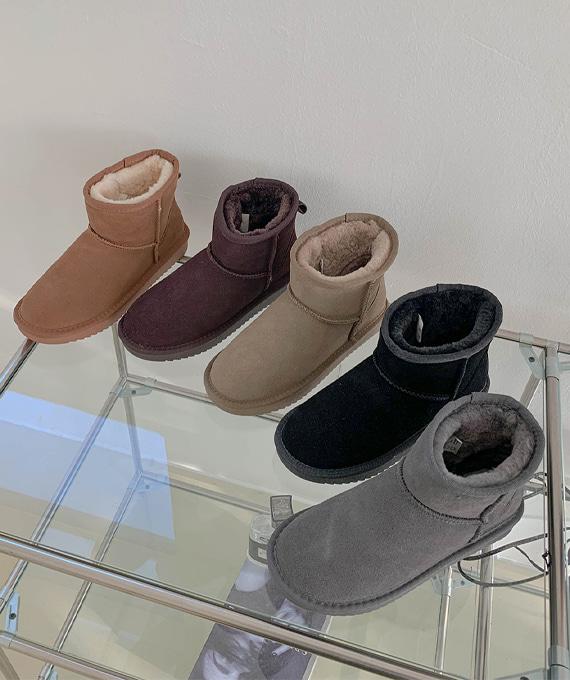 소가죽 숏 어그 부츠 3cm