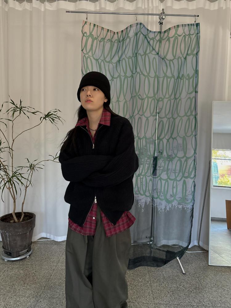 오버핏 투웨이 니트집업 가디건