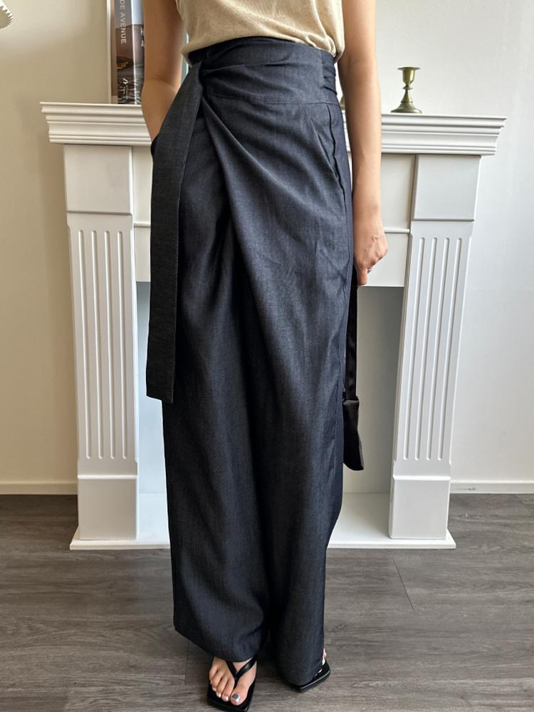 1월8일 (단독진행)알라딘 하이웨스트 랩 리본 벨트 와이드 언발 텐셀 생지 데님