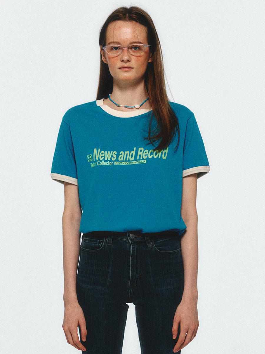 Record Ringer Tee Blue
