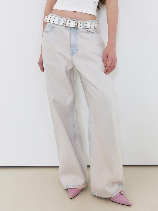 Pink Washed Denim Pants, Pink Blue