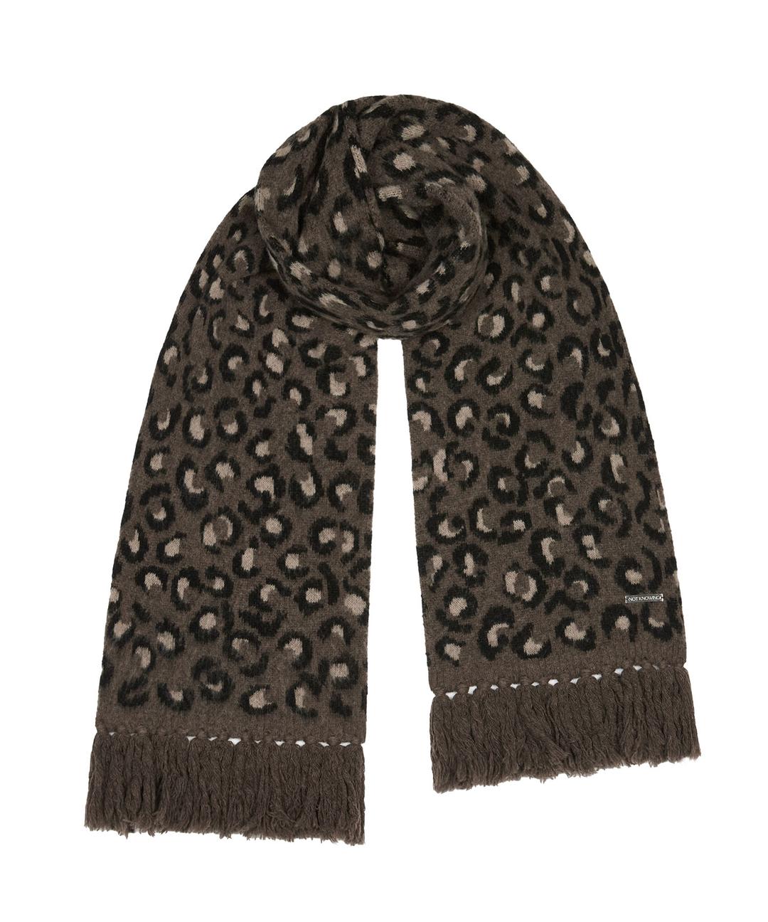 Leopard Alpaca Muffler (BROWN)