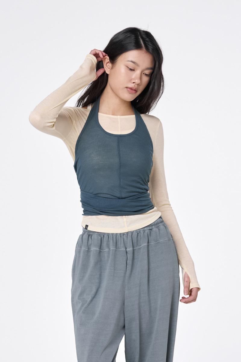 OZTS1250 텐셀 홀터 랩 슬리브리스 - 딥 그린