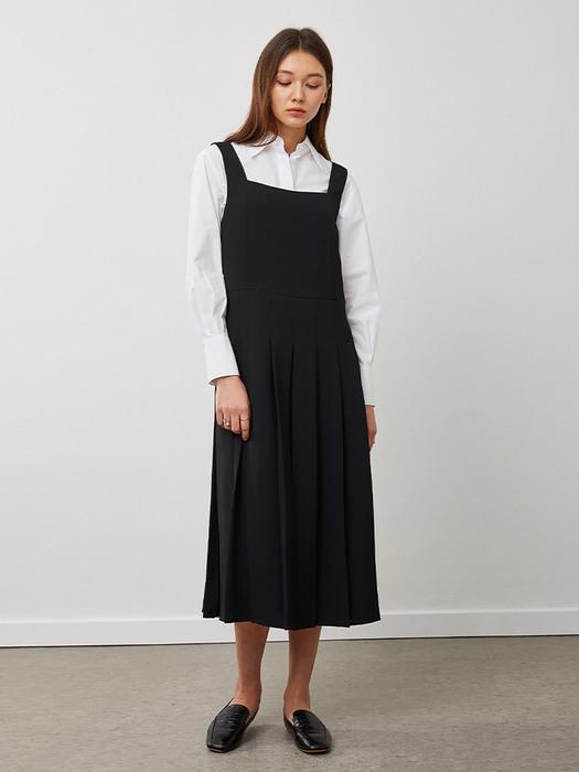 텐먼스 플리츠 슬리브리스 원피스_블랙