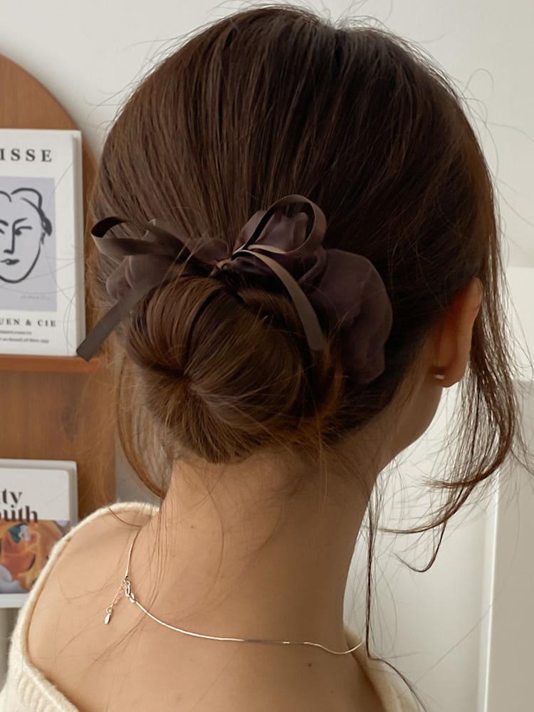 무드시스루 리본 헤어슈슈 스크런치 곱창 머리끈 7color