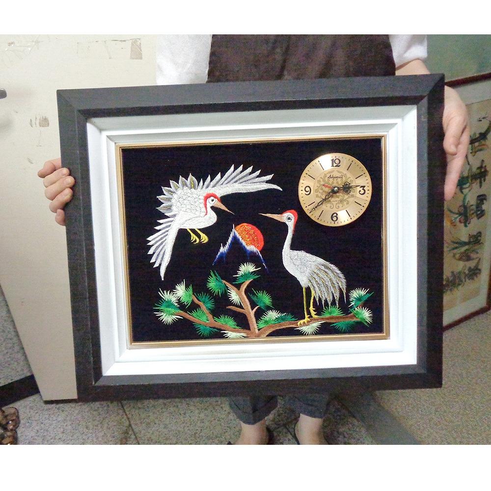 중고 학액자  자수그림 옛날액자  중고액자 학시계