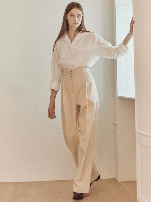 Two-buttons loose-fit pants 2 Color