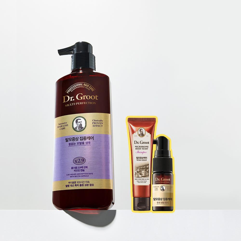 닥터그루트 집중케어 멀티퍼펙션 힘없는 모발용 탈모기능성 샴푸 400ml + 맥주효모샴푸100ml + 토닉10ml