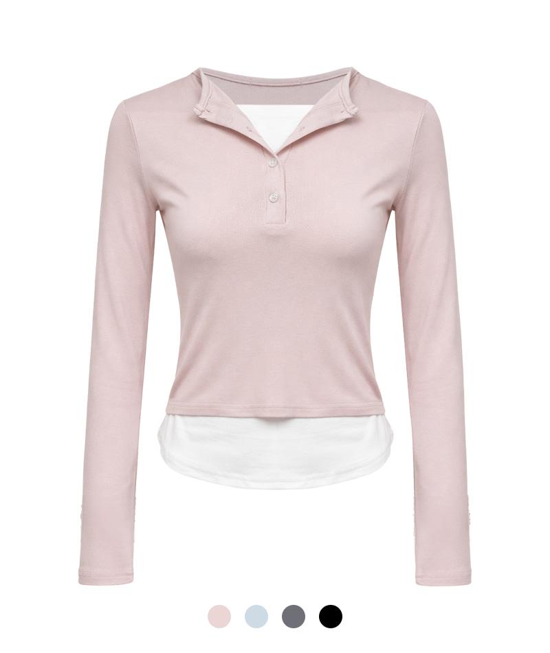 아벨린 버튼 레이어드 티셔츠