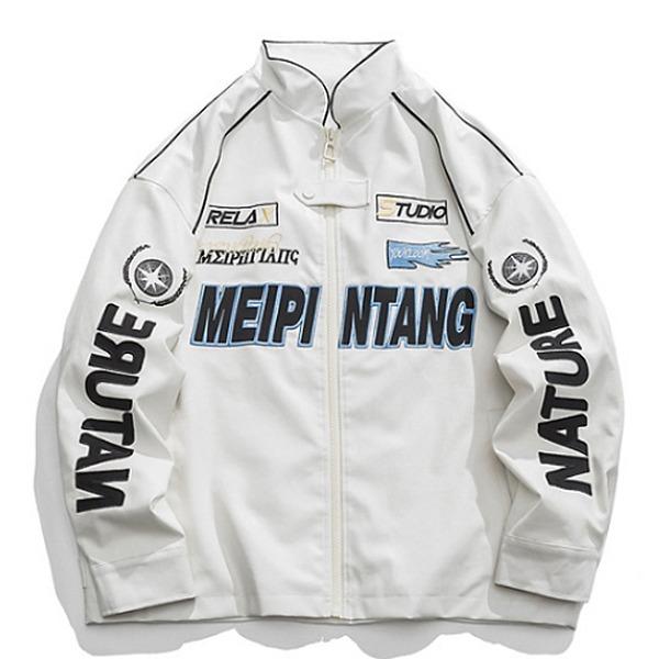 Various Colored Lettering 2Color Leather Jacket (2995)