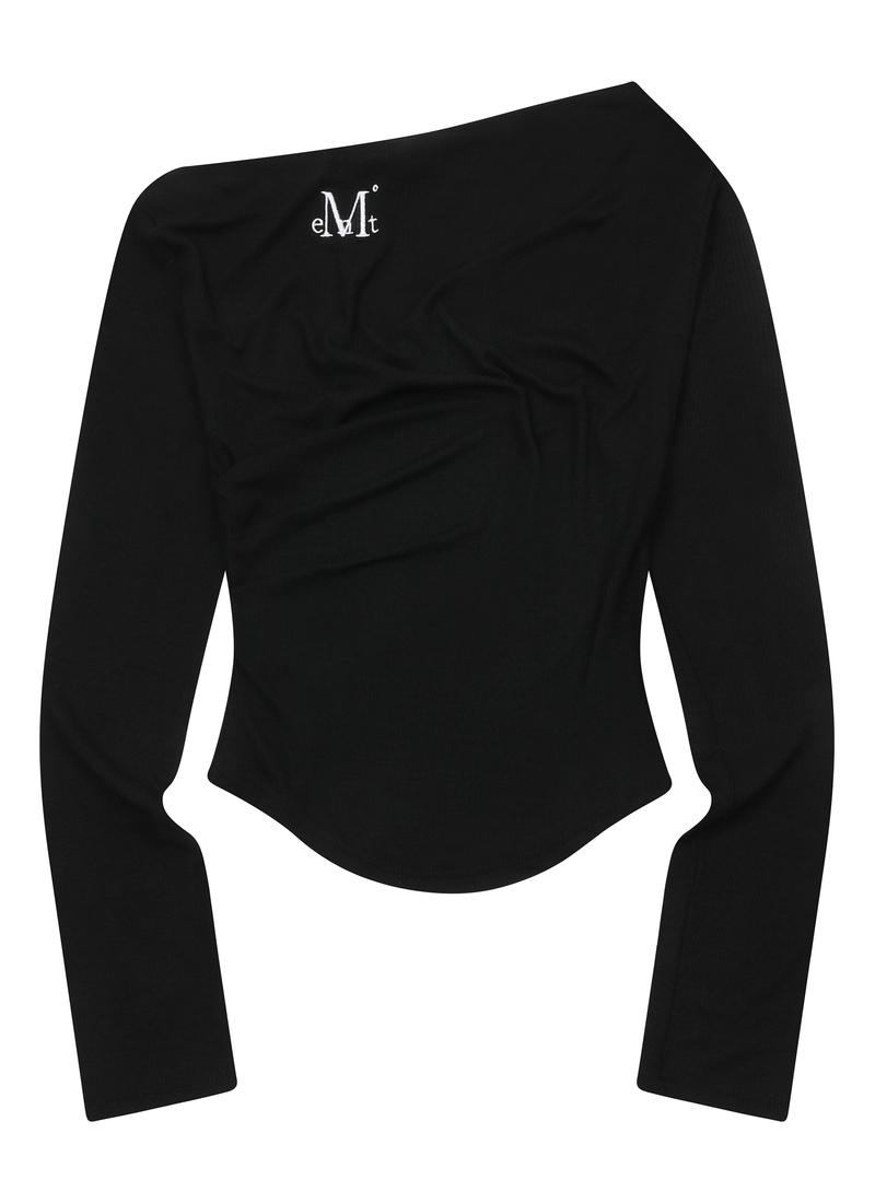 LIVRE OFF SHOULDER UNBALANCE LONG SLEEVE T (3Color) 리브르 오프 숄더 언발란스 굴림 긴팔 티 (3컬러)