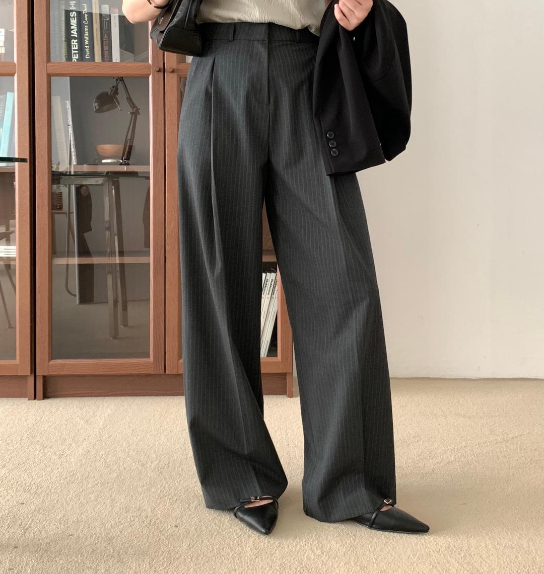 MANNISH STRIPE ONE TUCK SLACKS