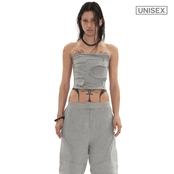 BIKER BANDING SWEAT SHORT IN MELANGE GREY