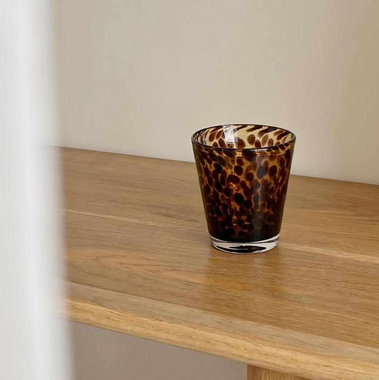 라데리브 레오파드 유리잔 디자인 유리컵 글라스 이색 물컵 250ml