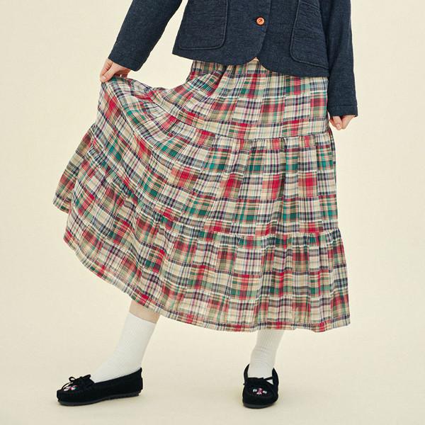 [NEW!FALL 1차 20%] 캉캉 스커트 (체크코튼) 레드 243402CRD