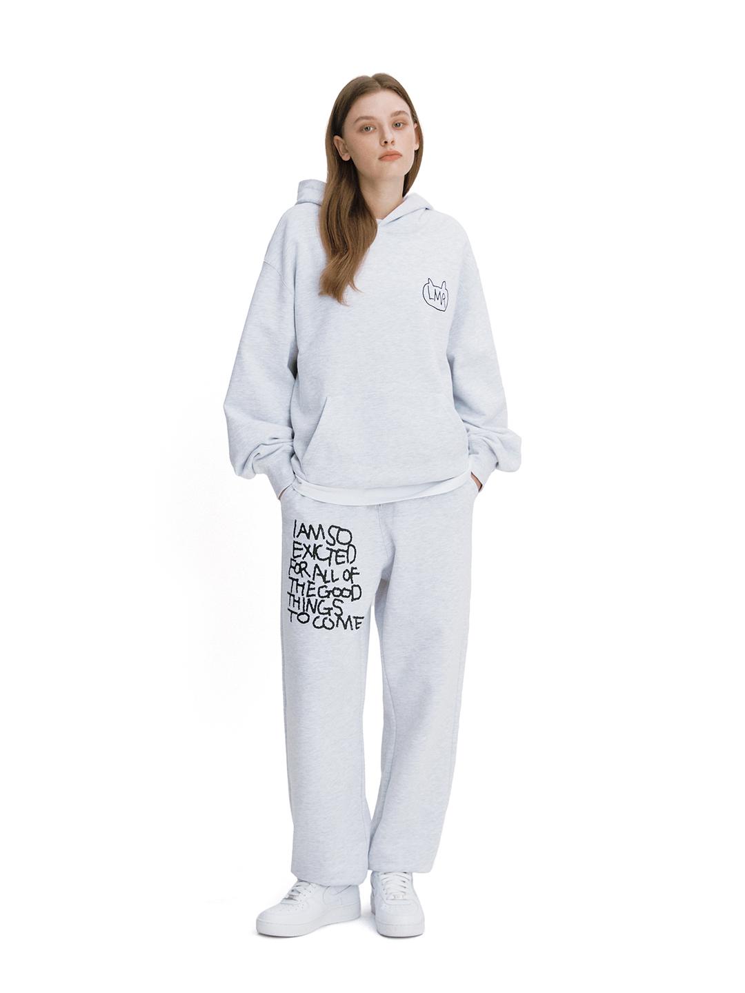 드로잉 레터링 스웻 조거팬츠 LIGHT GREY