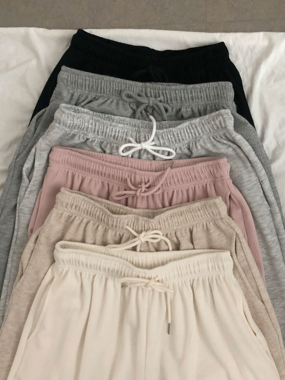 모네 골지 스판 와이드팬츠 (6color)