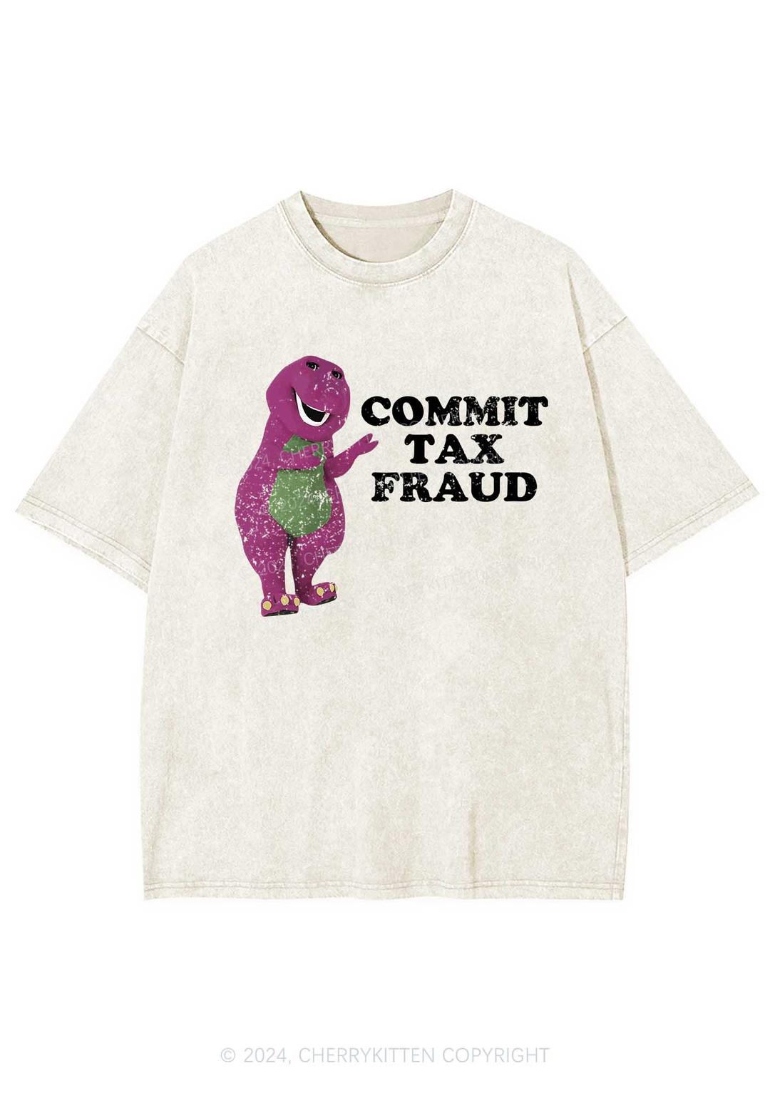 Commit Tax Fraud Y2K Washed Tee Cherrykitten - Oatmeal / S